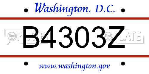 B4303Z District Of Columbia License Plate