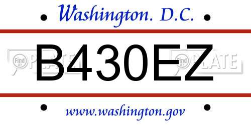 B430EZ District Of Columbia License Plate
