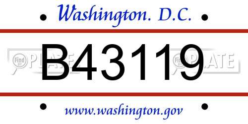 B43119 District Of Columbia License Plate