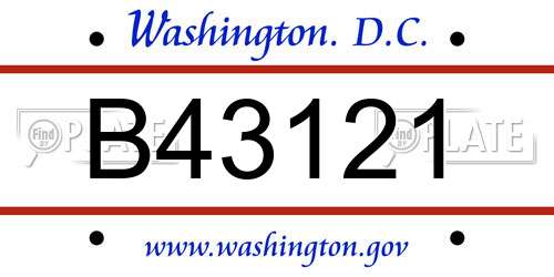 B43121 District Of Columbia License Plate