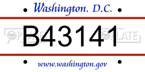 B43141 District Of Columbia License Plate