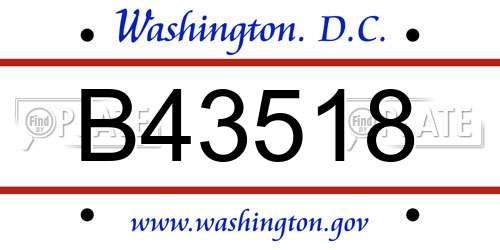 B43518 District Of Columbia License Plate