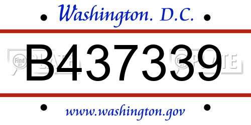 B437339 District Of Columbia License Plate