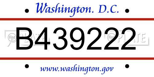 B439222 District Of Columbia License Plate