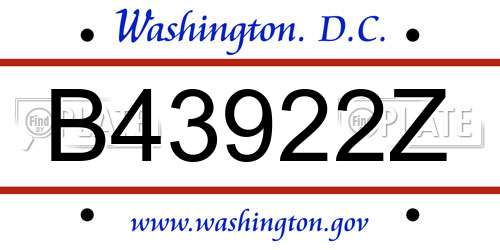 B43922Z District Of Columbia License Plate