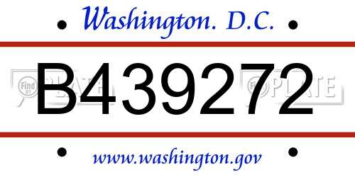 B439272 District Of Columbia License Plate