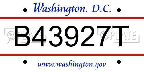 B43927T District Of Columbia License Plate