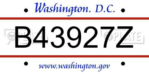 B43927Z District Of Columbia License Plate
