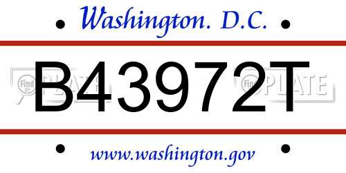 B43972T District Of Columbia License Plate