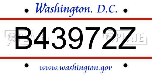 B43972Z District Of Columbia License Plate