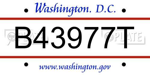 B43977T District Of Columbia License Plate