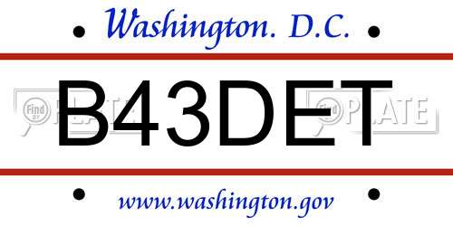 B43DET District Of Columbia License Plate