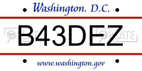 B43DEZ District Of Columbia License Plate