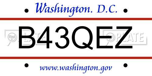 B43QEZ District Of Columbia License Plate