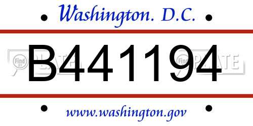 B441194 District Of Columbia License Plate