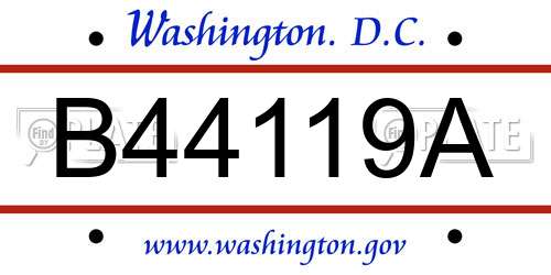 B44119A District Of Columbia License Plate