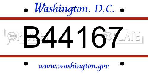 B44167 District Of Columbia License Plate