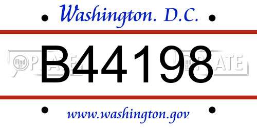 B44198 District Of Columbia License Plate