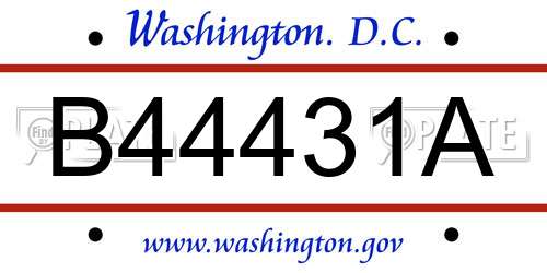B44431A District Of Columbia License Plate