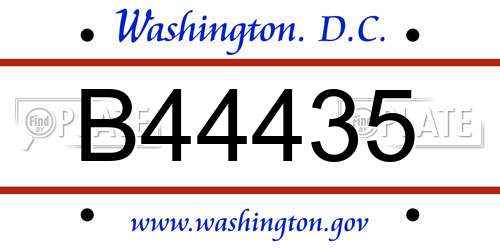 B44435 District Of Columbia License Plate