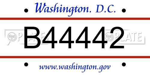 B44442 District Of Columbia License Plate
