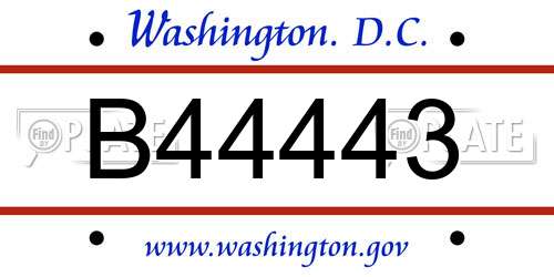 B44443 District Of Columbia License Plate