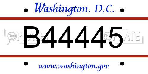 B44445 District Of Columbia License Plate