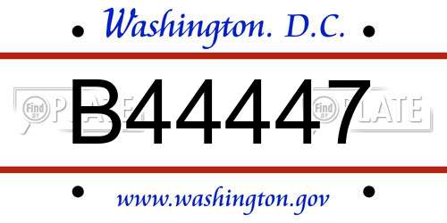 B44447 District Of Columbia License Plate