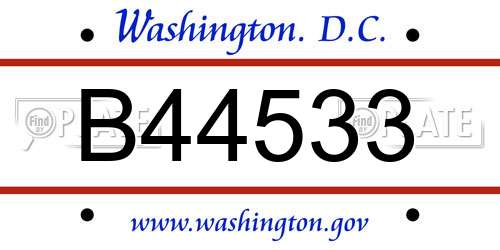 B44533 District Of Columbia License Plate