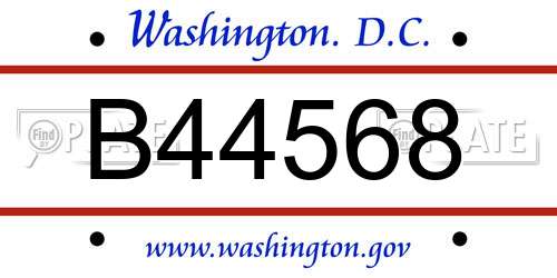 B44568 District Of Columbia License Plate