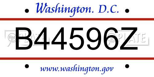 B44596Z District Of Columbia License Plate