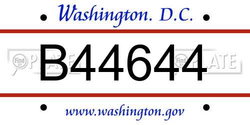 B44644 District Of Columbia License Plate