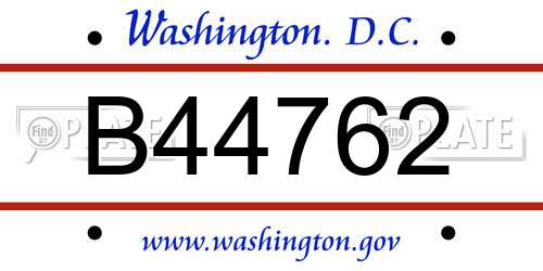 B44762 District Of Columbia License Plate