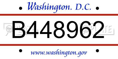 B448962 District Of Columbia License Plate