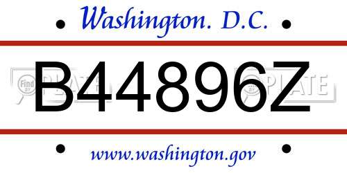 B44896Z District Of Columbia License Plate