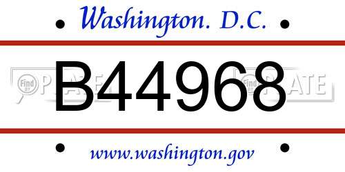 B44968 District Of Columbia License Plate