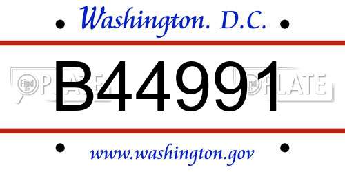 B44991 District Of Columbia License Plate