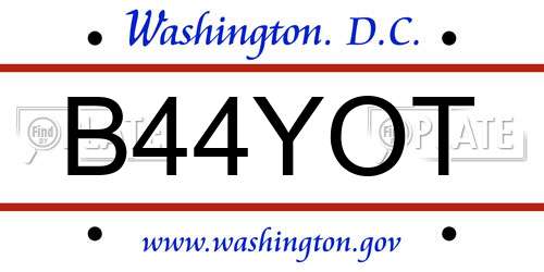 B44YOT District Of Columbia License Plate