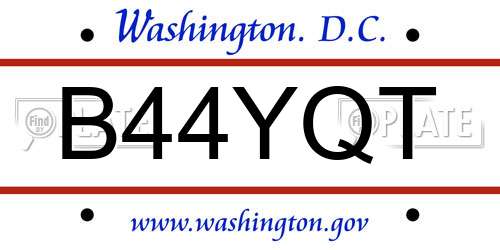 B44YQT District Of Columbia License Plate