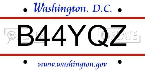B44YQZ District Of Columbia License Plate