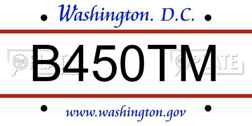 B450TM District Of Columbia License Plate