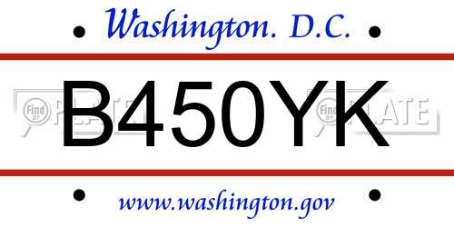 B450YK District Of Columbia License Plate