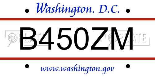 B450ZM District Of Columbia License Plate