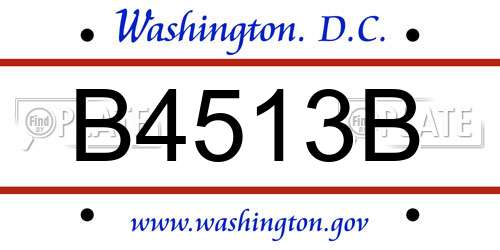 B4513B District Of Columbia License Plate
