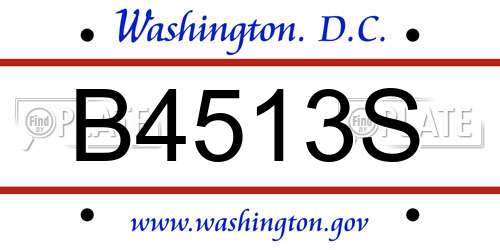 B4513S District Of Columbia License Plate