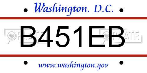B451EB District Of Columbia License Plate