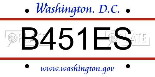 B451ES District Of Columbia License Plate