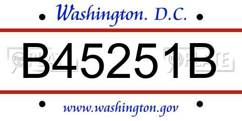 B45251B District Of Columbia License Plate