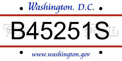 B45251S District Of Columbia License Plate