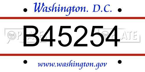 B45254 District Of Columbia License Plate
